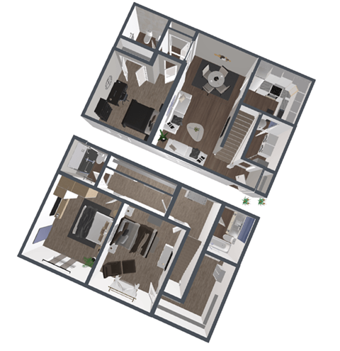 Floor plan for 3 beds, 2.5 baths, 1700 sqft